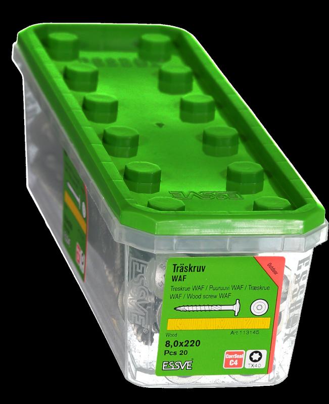 TRÄSKRUV WAF 8,0X220 STORT HUVUD CORRSEAL TX40