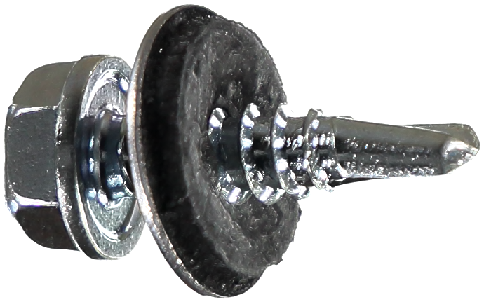 BYGGPLÅTSKRUV 4,8-6,3 BORRSPETS BRICKA FÖRZINKAD SEXKANTS