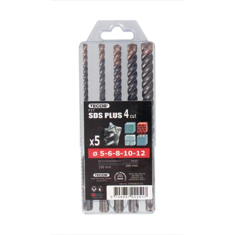 BORRSET SDS PLUS 4-SKÄR 5-12MM 5DEL