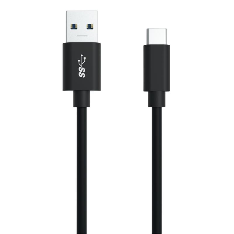 LADDKABEL USB A USB C 2M SVART