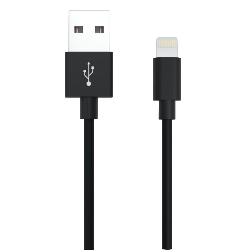 LADDKABEL USB A LIGHTNING 2M SVART