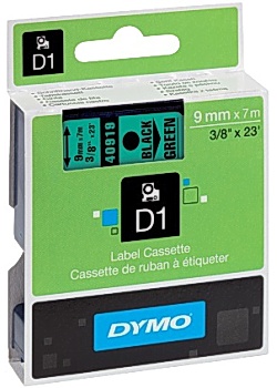 Dymo Tape D1 9mm svart på grön