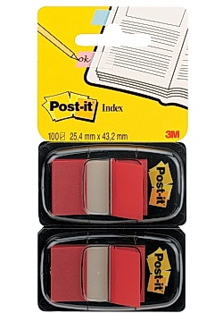 Post-it® Index dubbelpack 2x50 flik, röd (fp om 2 st)