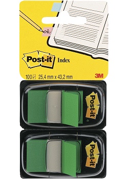 Post-it® Index dubbelpack 2x50 flik, grön (fp om 2 st)