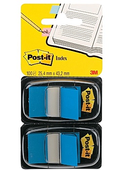 Post-it® Index dubbelpack 2x50 flik, blå (fp om 2 st)