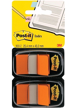Post-it® Index dubbelpack 2x50flik orange (fp om 2 block)