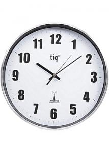 Väggur silver 38cm radiokontroll