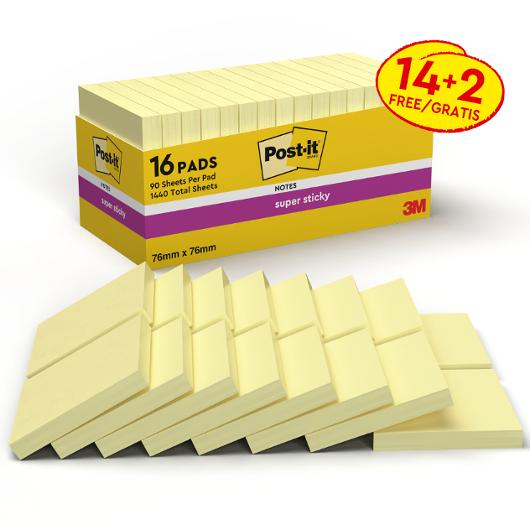 Notes POST-IT SS 76x76mm gul 16/fp