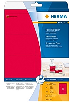 Herma Etikett Neon röd 99,1x67,7mm (fp om 160 st)