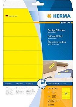Herma Etikett Färg gul 105x42,3mm (fp om 280 st)