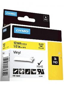 Dymo Tape Rhino Vinyl 12mm x 5,5m Svart/Gul