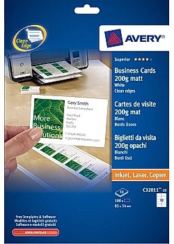 Avery Visitkort matt, 200g, 85x54mm (fp om 100 st)