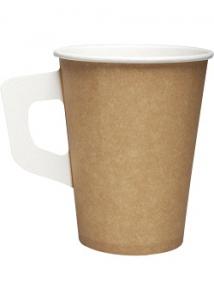 HUHTAMAKI Pappersbägare 17,5cl öra brun/vit (fp om 80 st)
