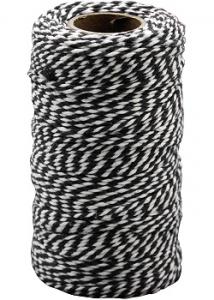 PLAYBOX Bomullssnöre 100m x 2mm Svart/vit (rulle om 1 st)