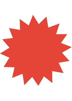 Textkartong stjärna röd 180mm (fp om 25 st)
