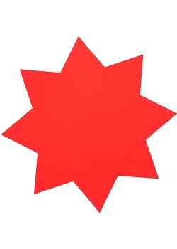 Textkartong stjärna röd 350mm (fp om 25 st)