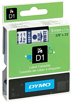 Dymo Tape D1 9mm Blå på Vit