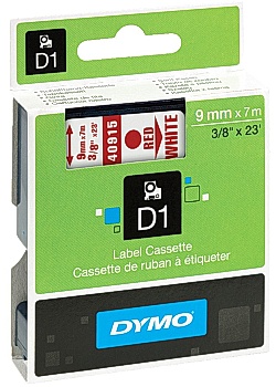 Dymo Tape D1 9mm röd på vit