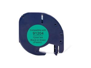 Tape Plast 12mm Svart på Grön