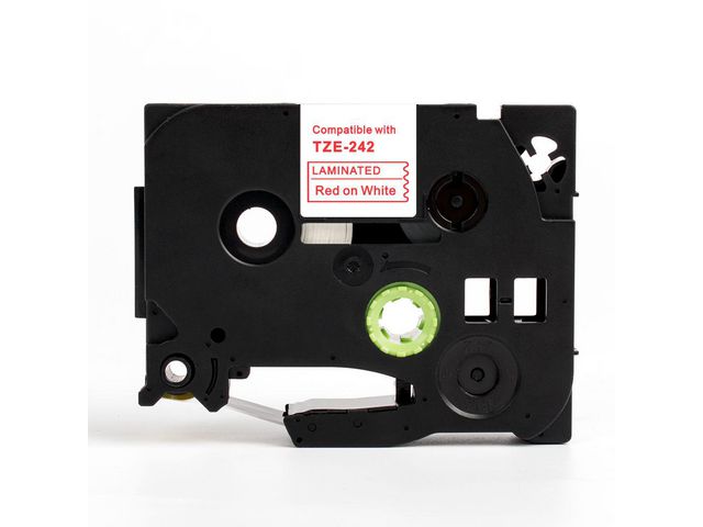 Tape 18mm TZe-242 Röd på Vit