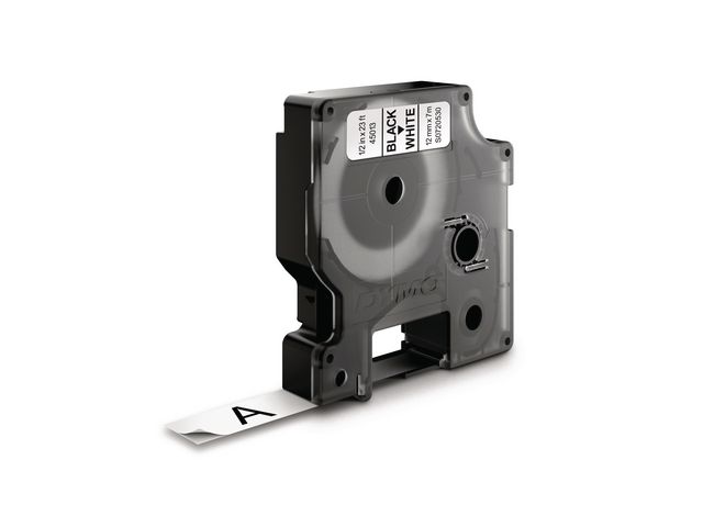 Tape DYMO D1 12mm Svart på Vit 10/FP