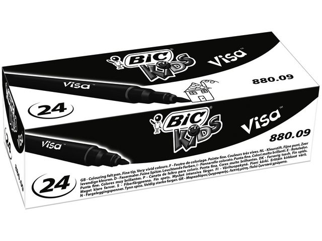 Fiberpenna BIC Kids Visa F svart 24/fp