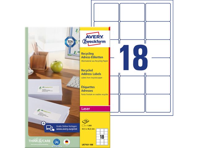 Etikett AVERY RECY 635X466 1800/FP