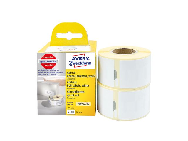 Etikett AVERY 89x28mm på rulle 260/FP
