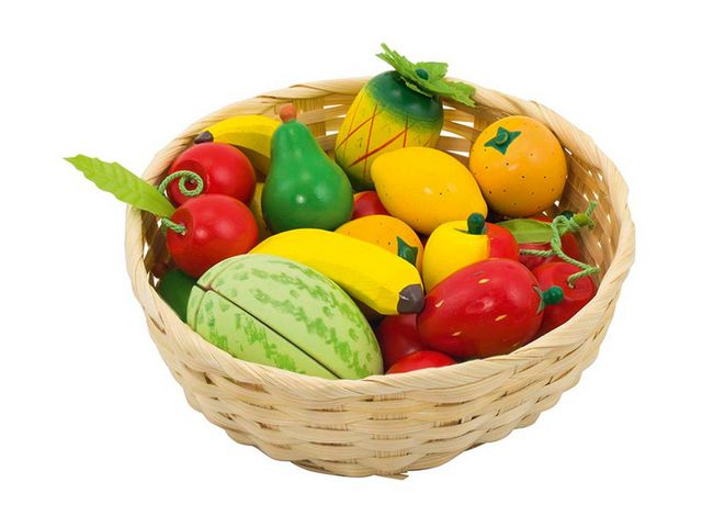 Matvaror av trä Fruktkorg 23 delar