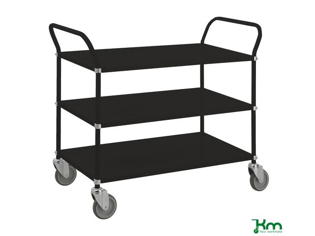 Bordsvagn 3 hyllplan svart