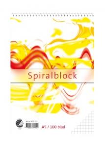 Spiralblock A5 100 blad rutat