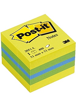 Post-it® Notes Minikub 51x51mm lemon (block om 400 blad)