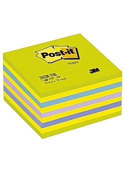 Post-it® Notes kub 2028NP 76x76 inten.grö (block om 450 blad)