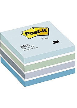 Post-it® Notes Kub 76x76mm blå/vit (block om 450 blad)
