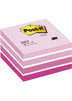 Post-it® Notes Kub 76x76mm rosa/vit (block om 450 blad)