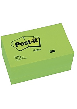 Post-it® Notes neon 76x127mm grön (block om 100 blad)