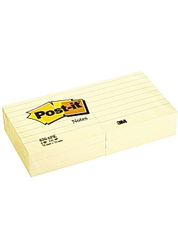 Post-it® Notes linjerat 76x76mm gul (block om 100 blad)