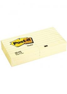 Post-it® Notes linjerat 76x76mm gul (block om 100 blad)