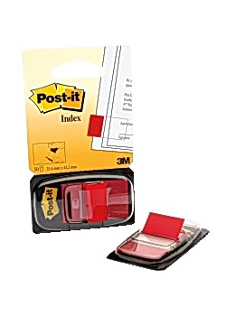 Post-it® Index 25x43mm röd (block om 50 blad)
