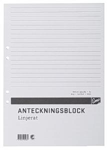 Anteckningsblock A4 100 blad linj hål TF