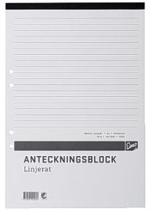 Anteckningsblock A4 100 bl linj hål perf