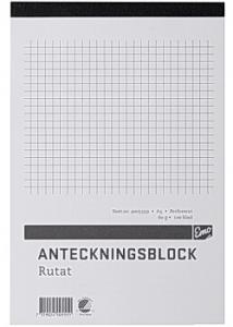 Anteckningsblock A5 100 blad rutat perf