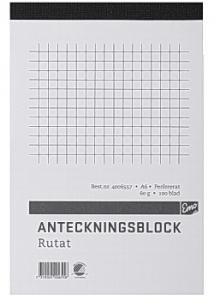 Anteckningsblock A6 100 blad rutat perf
