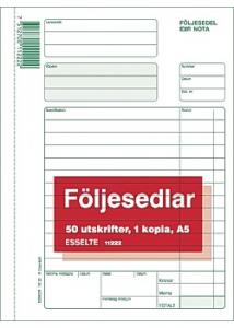 Esselte Blankett följesedel A5 2x50 bl. onum.