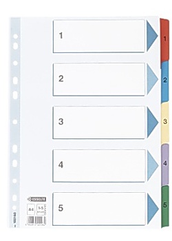 Esselte Register Mylar A4 1-5 multifärgat (set om 5 blad)