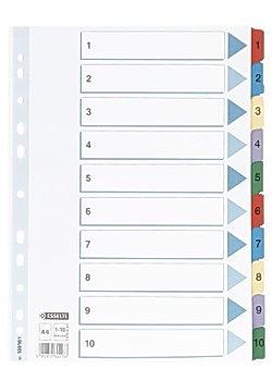 Esselte Register Mylar A4 1-10 multifärgat (set om 10 blad)