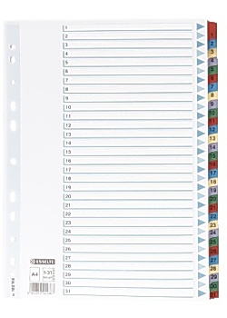 Esselte Register Mylar A4 1-31 multifärgat (set om 31 blad)