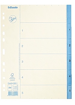 Jopa Pappersregister A4 1-5 vit/blå