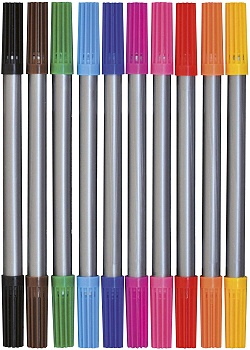 Fiberpenna med dubbelspets 10 färger (fp om 10 st)