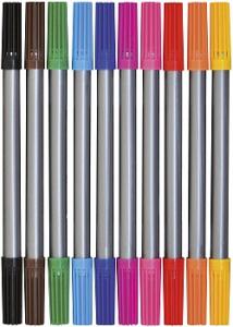 Fiberpenna med dubbelspets 10 färger (fp om 10 st)
